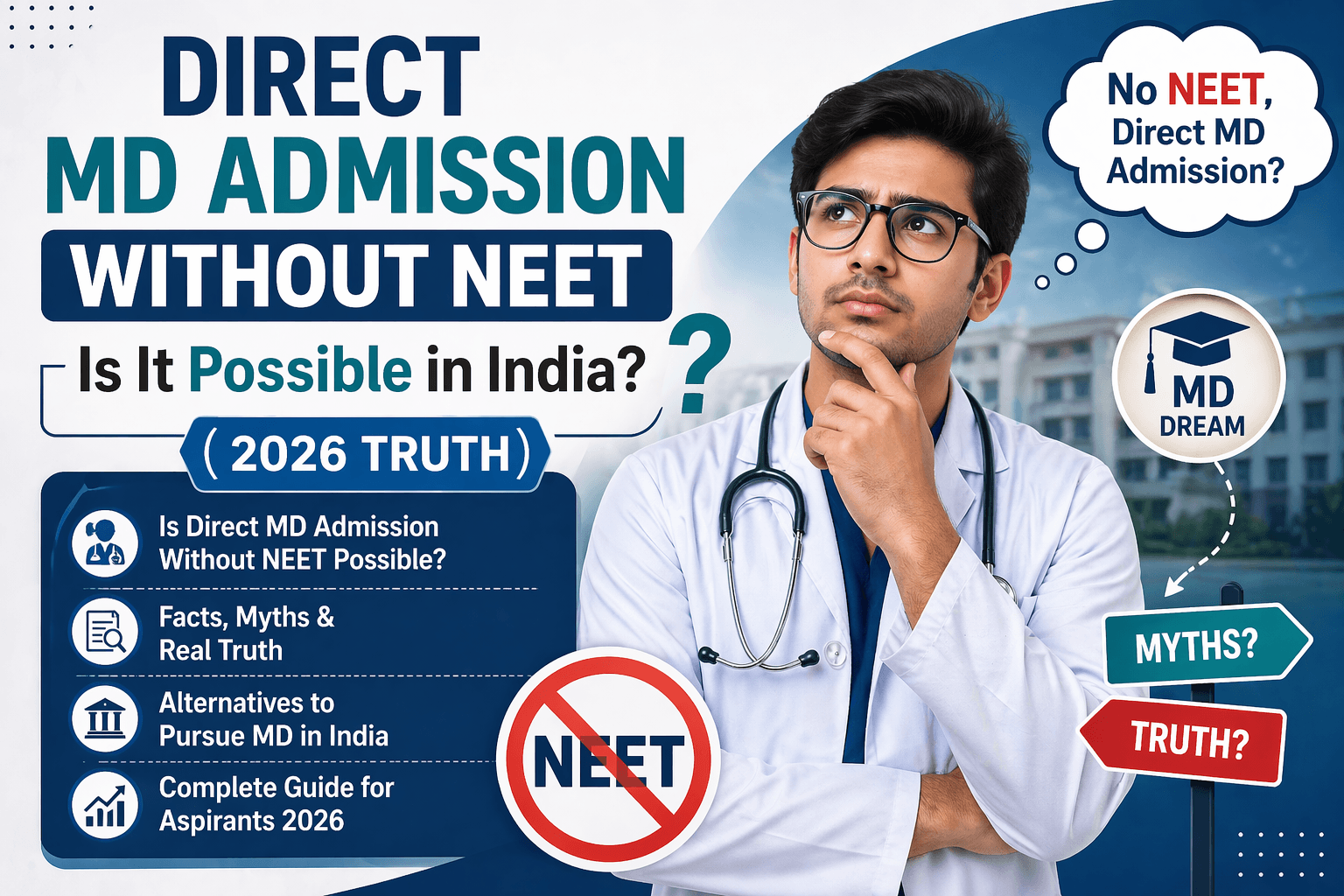 Direct MD Admission Without NEET Is It Possible in India? (2026 Truth)