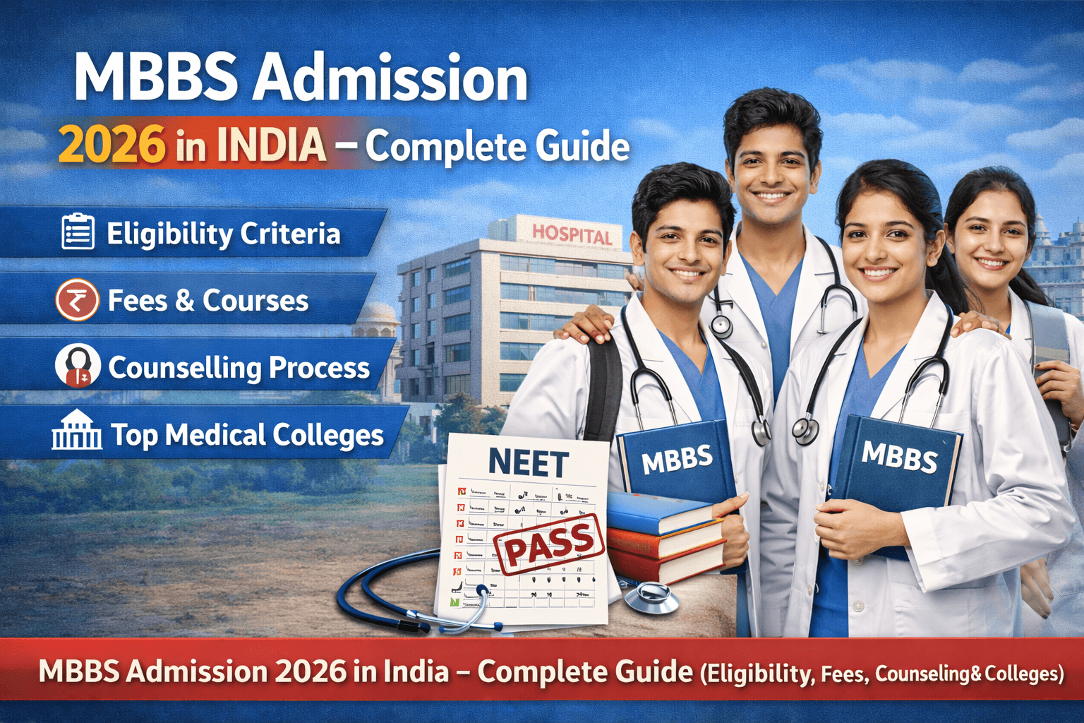 MBBS Admission in India 2026 – Complete Guide (Eligibility, Fees, Counselling & Colleges)